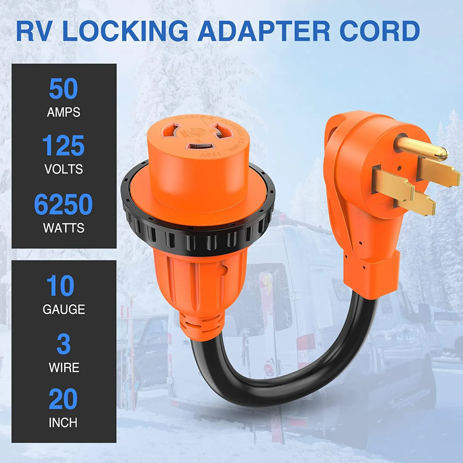 50AMP to 30AMP RV Locking Adapter Cord