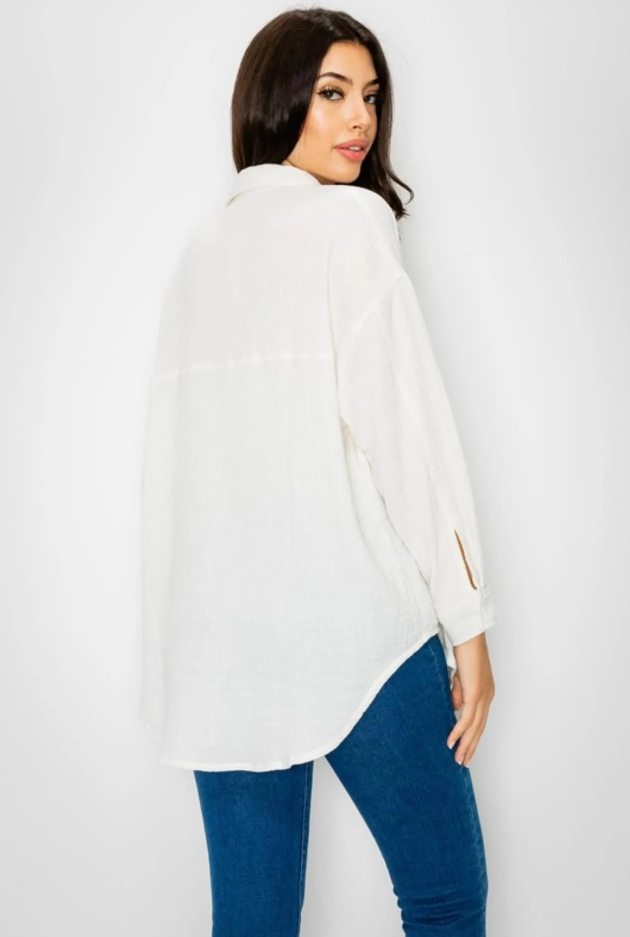 Catching Flights Button Down Top
