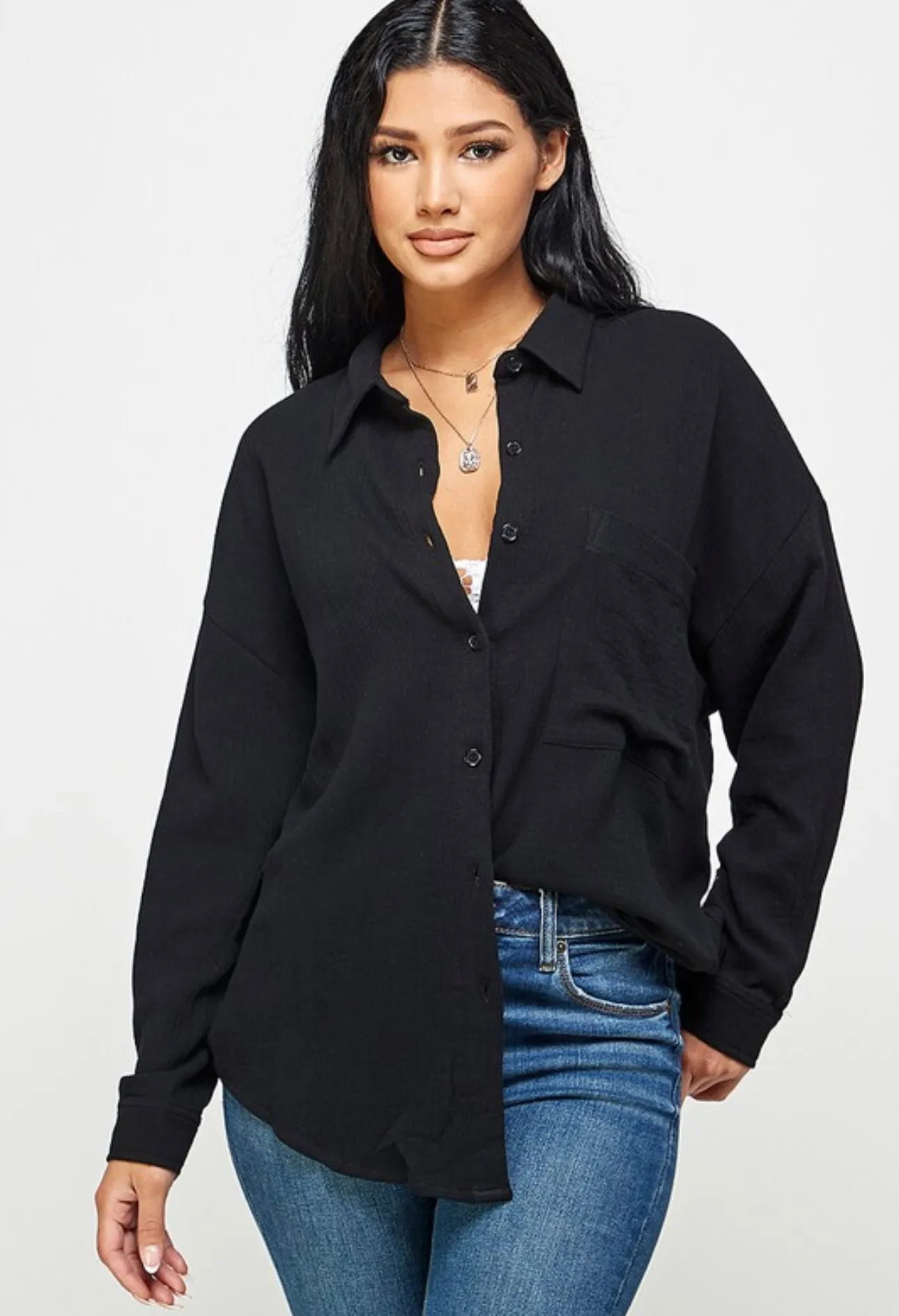 Catching Flights Button Down Top
