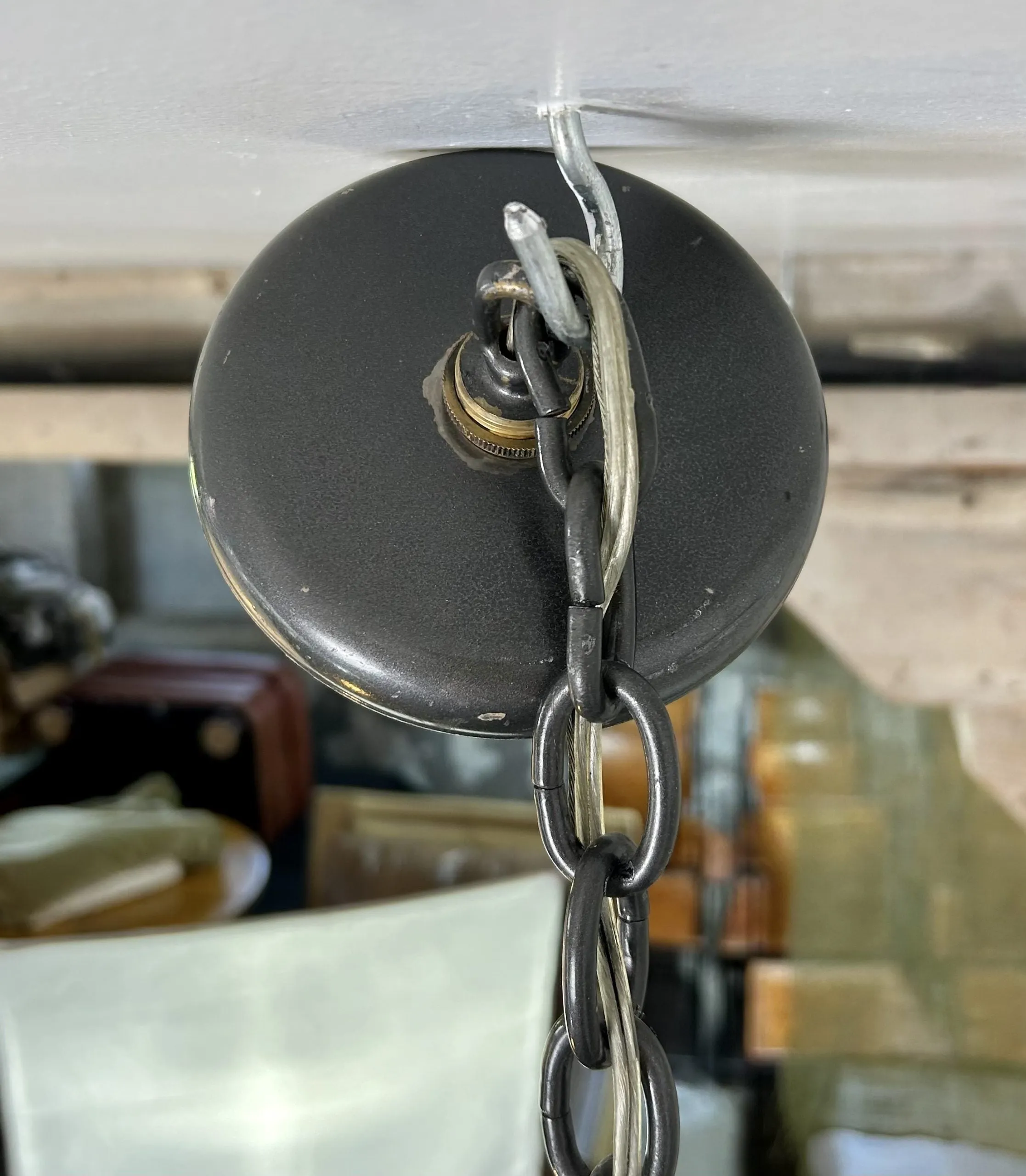 Chandelier, Pot Rack, Handcrafted Creature Cut-outs, Brushed Steel, Pewter Toned