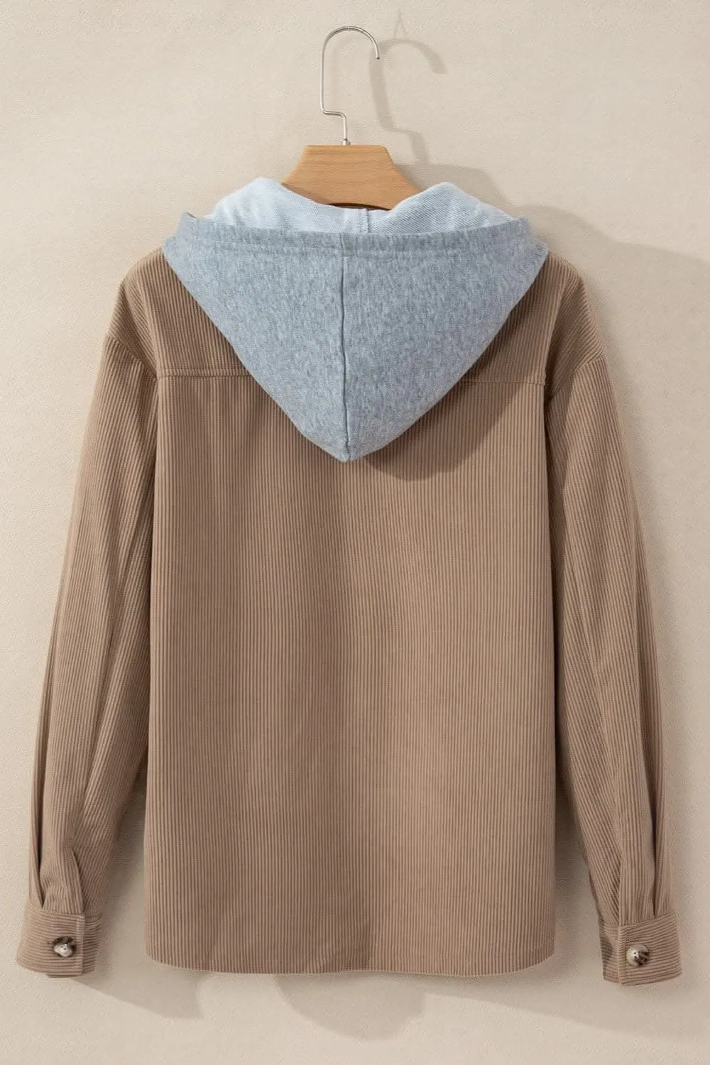 Hooded drawstring jacket with pockets