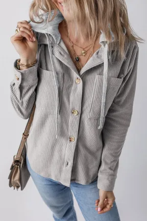 Hooded drawstring jacket with pockets
