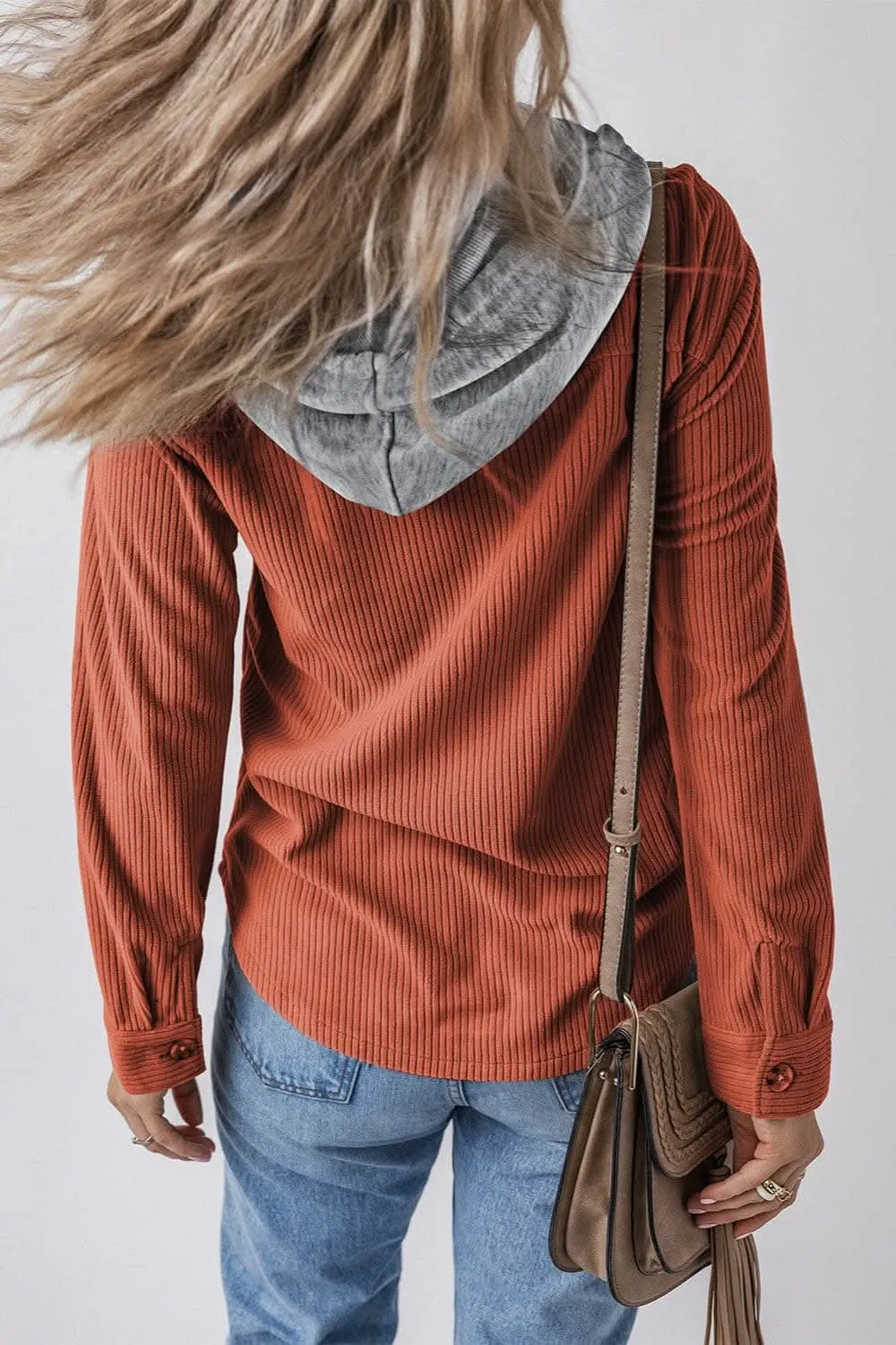 Hooded drawstring jacket with pockets