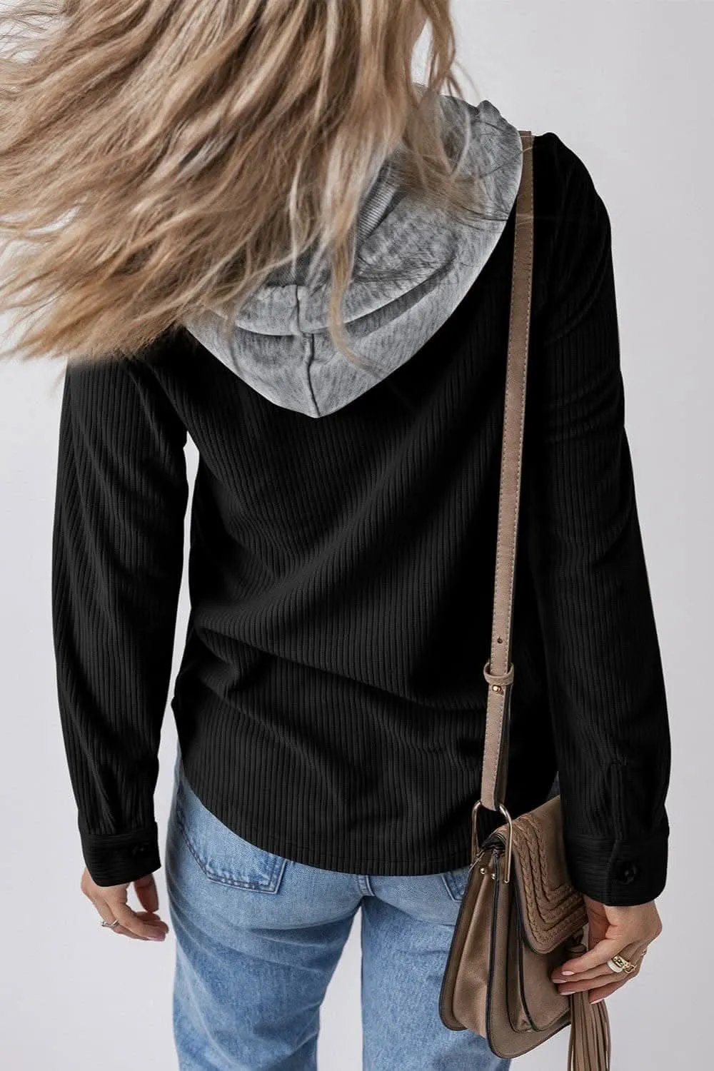 Hooded drawstring jacket with pockets