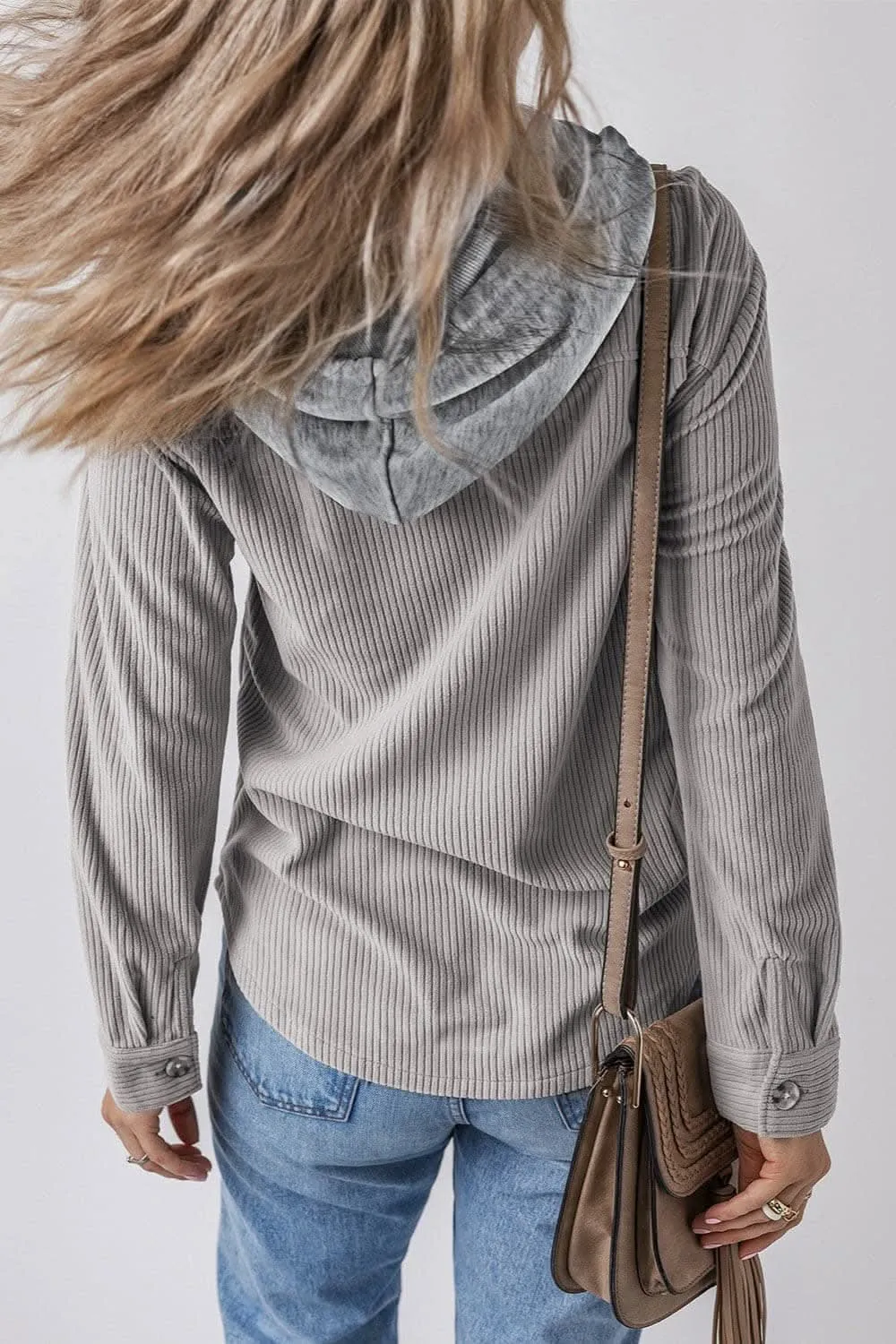 Hooded drawstring jacket with pockets