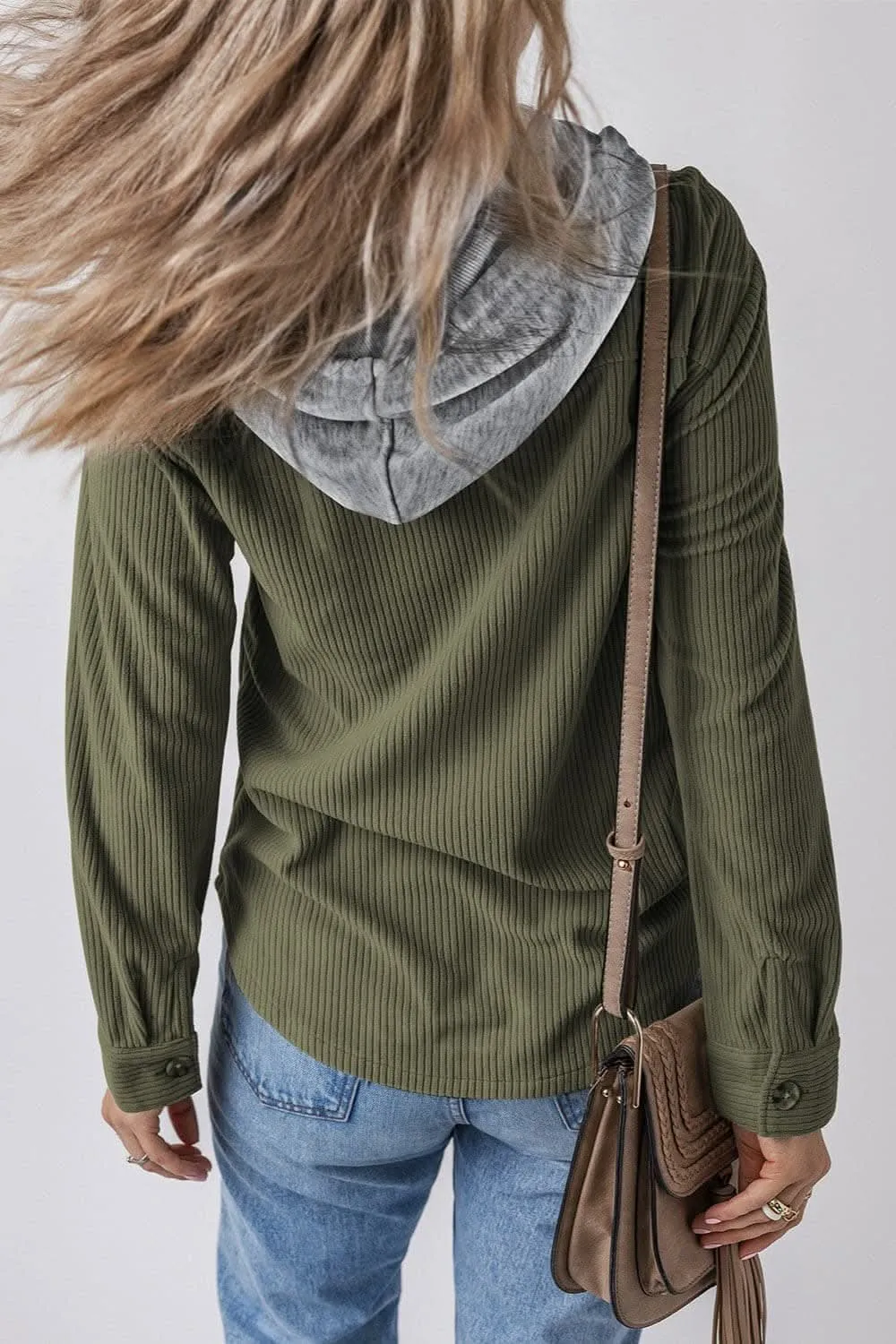 Hooded drawstring jacket with pockets