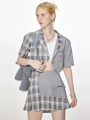 Short Summer Jacket   Asymmetrical Check