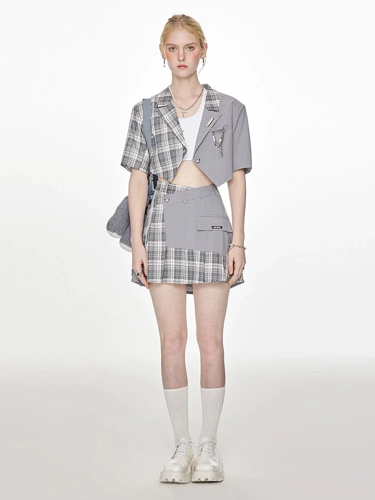 Short Summer Jacket   Asymmetrical Check