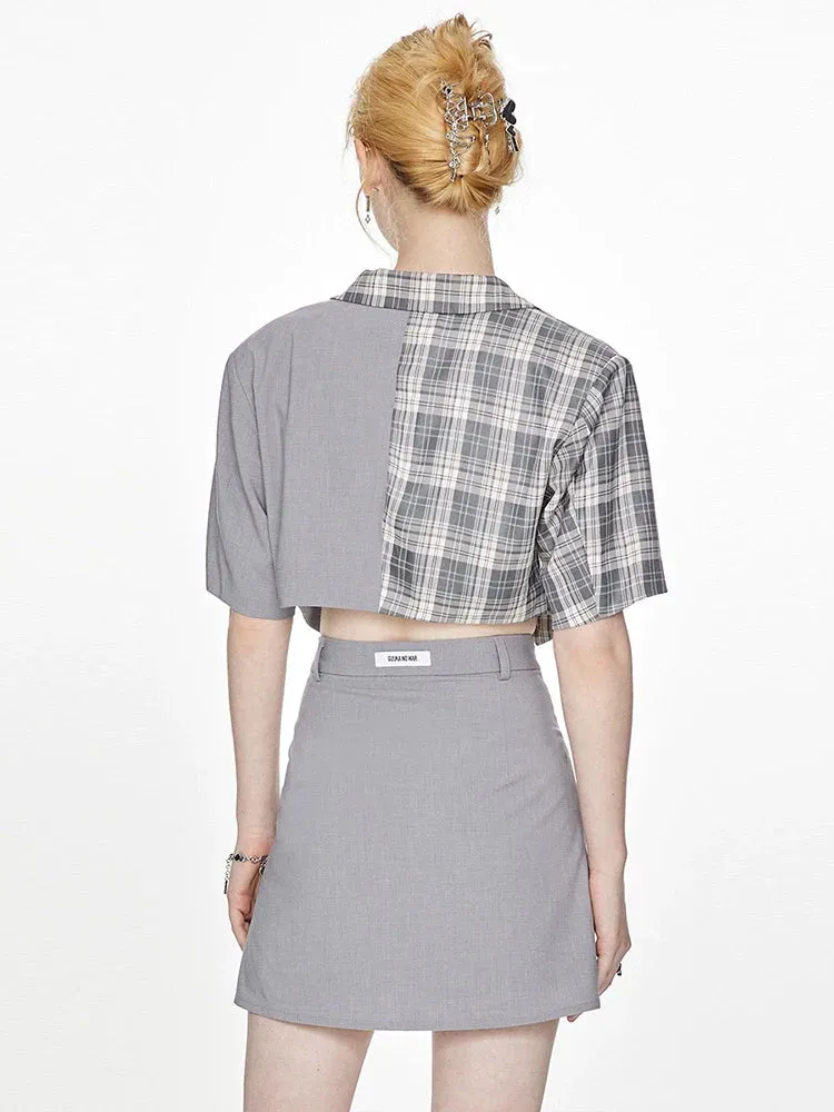 Short Summer Jacket   Asymmetrical Check