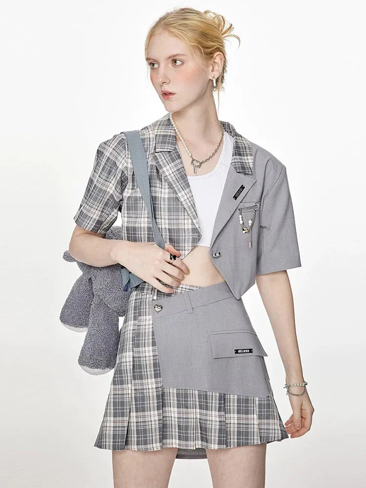 Short Summer Jacket   Asymmetrical Check