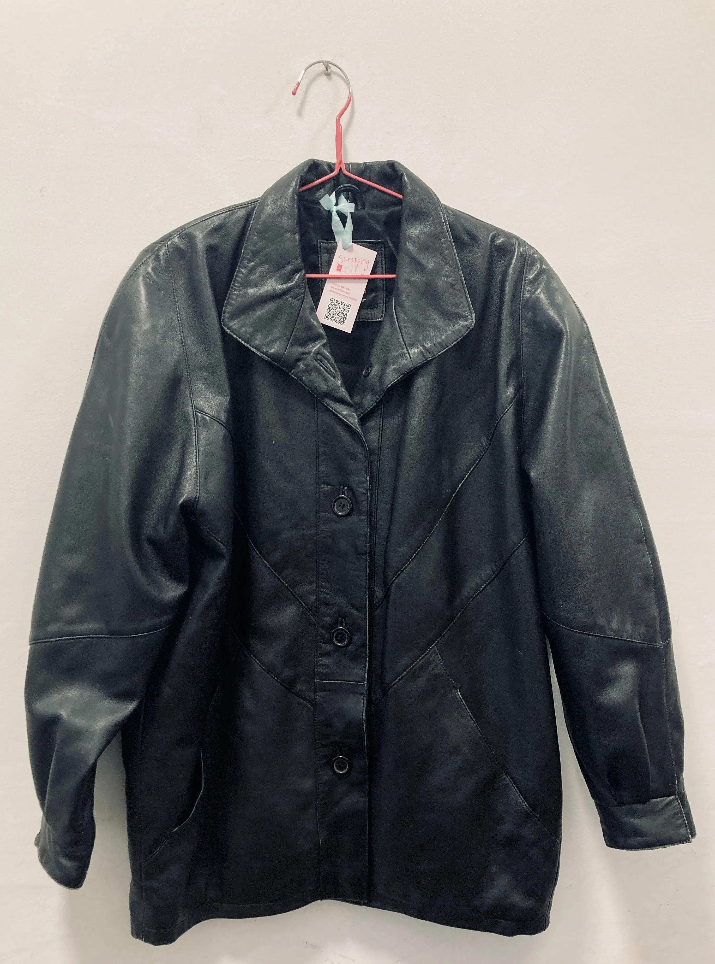 Vintage 90s Black Leather Jacket - Up To Size 14