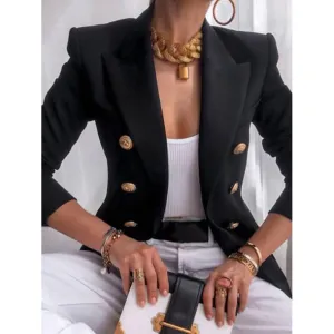 Women's Blazer Solid Color Vintage Style Casual Long Sleeve Coat